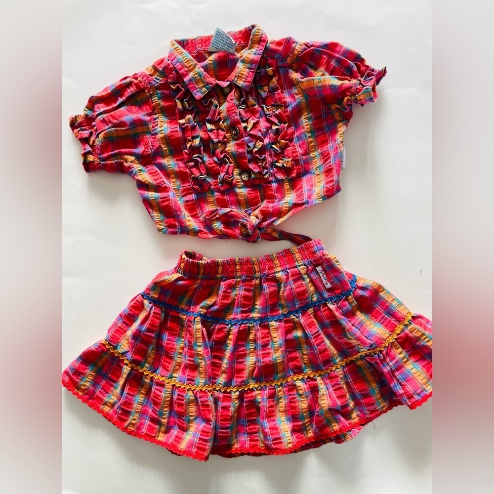 Vintage Sprockets Western Plaid Skirt Set